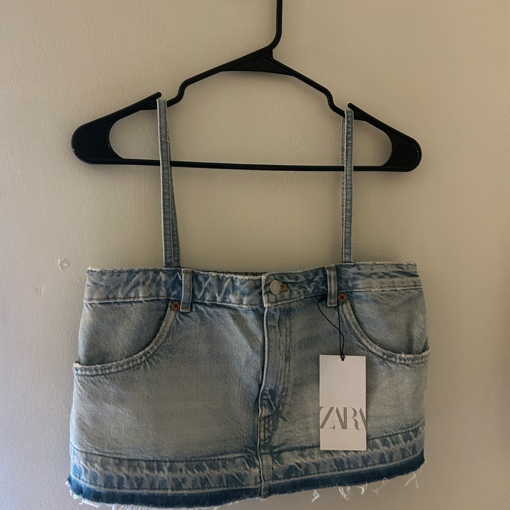 Zara Light Blue Denim Top (mini skirt style)